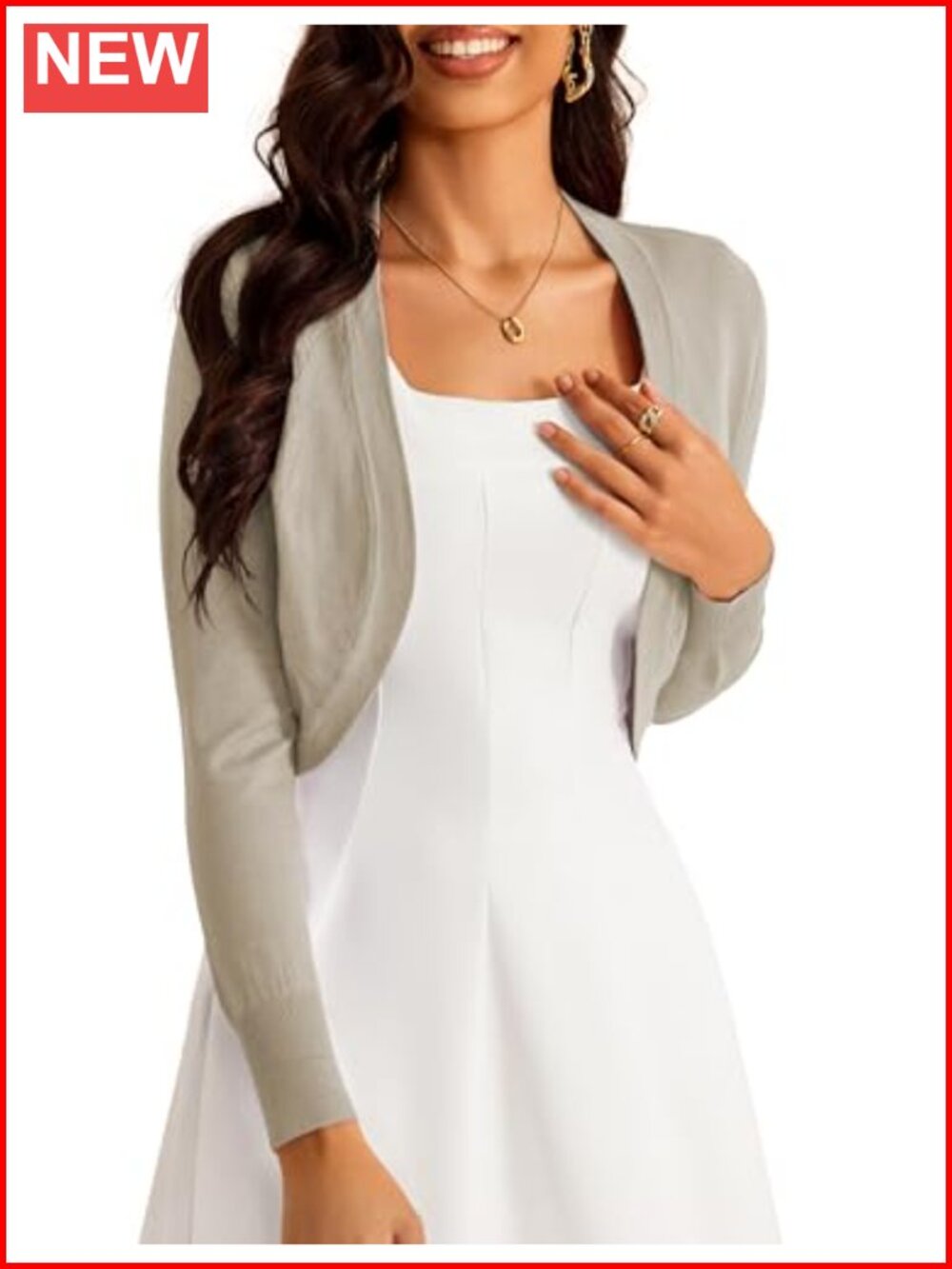 Cropped Open Front Cardigan Long Sleeve Bolero Knit Sweater